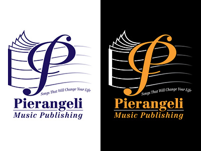 Pierangeli Music Publishing Logo art direction brand identity branding clef graphic design identity design logo music music art music publishing music staff musical note orange purple tom owen vector