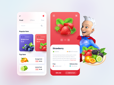 Fruits App 3d ilustration app design icon illustration mobile app mobile ui ui ui ux ux