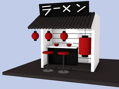 Japan restaurant 3d illustration schoolofmotion