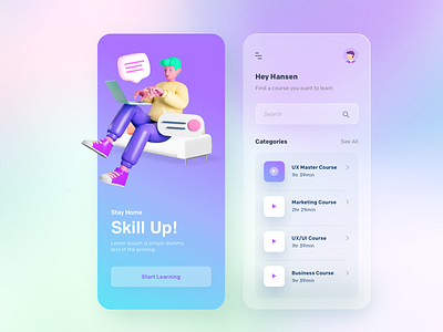 Online Learning app design icon illustration mobile app mobile ui design mobile uiux ui ui design ux ux design vector web