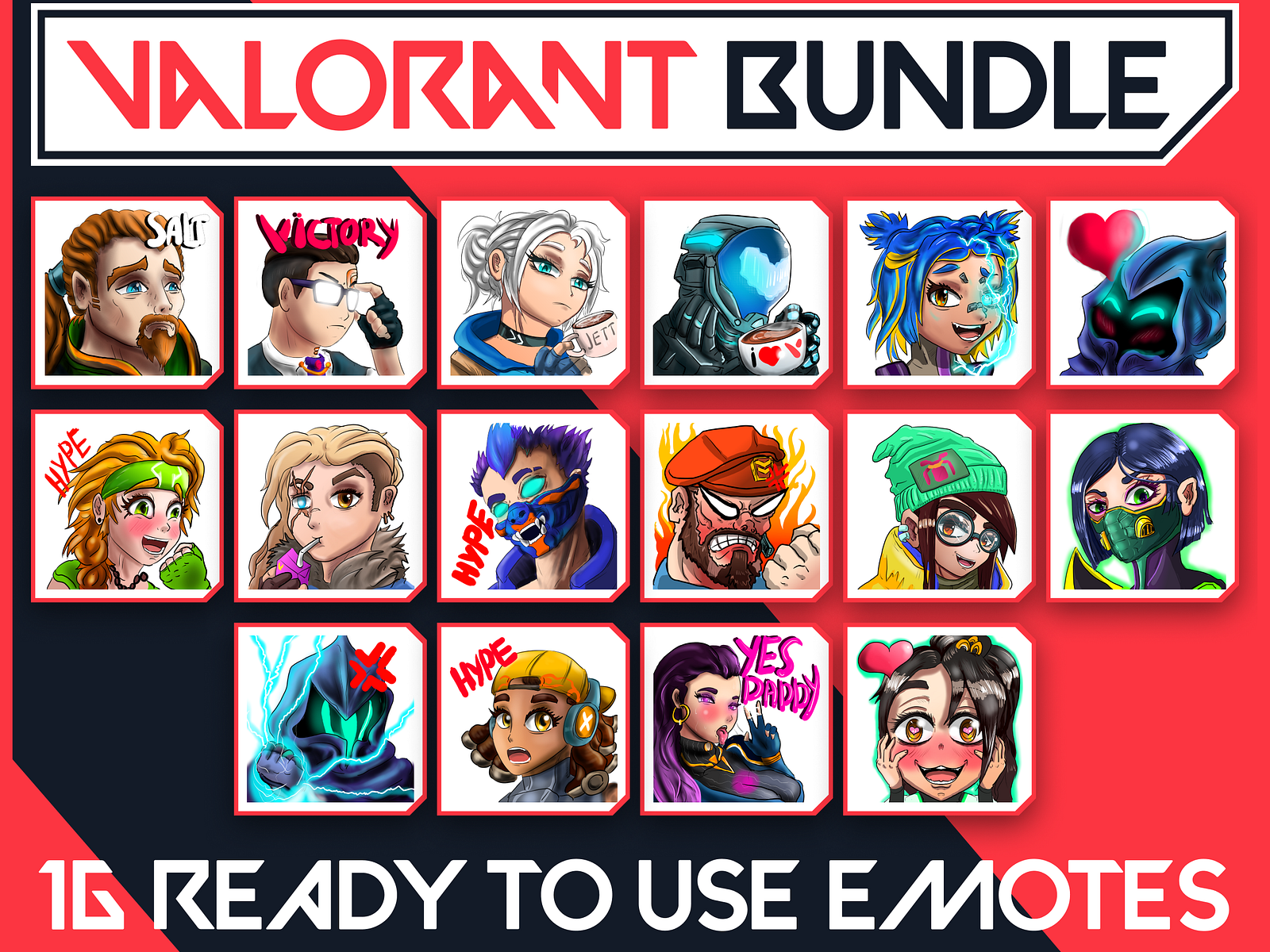 16 Valorant Agents Emotes Pack for Streamer / Twitch Emotes by Nomad Grls on Dribbble