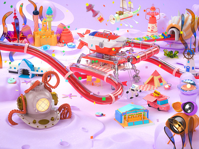 amusement park 3d