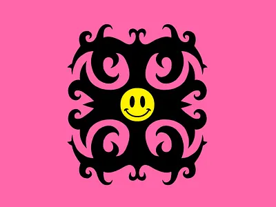 Tribal Smile black pink procreate smiley smiley face tattoo tribal yellow