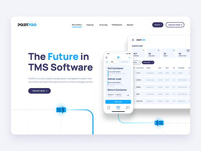 PortPro Hero clean clean ui delivery service delivery truck design flat flat design hero banner hero image layout minimal minimalist transportation design type typography website website banner website concept website design