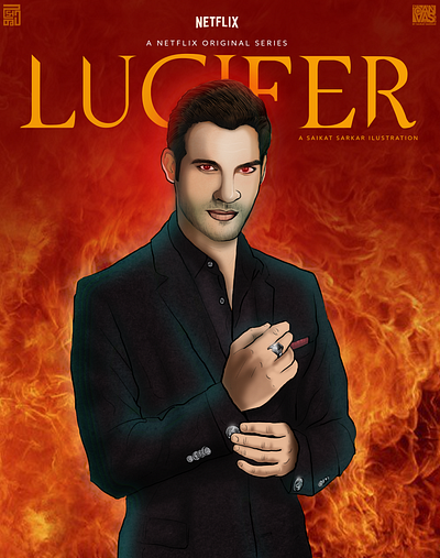 Lucifer art design graphic design illustration india lucifer painting photoshop poster saikatsarkar16