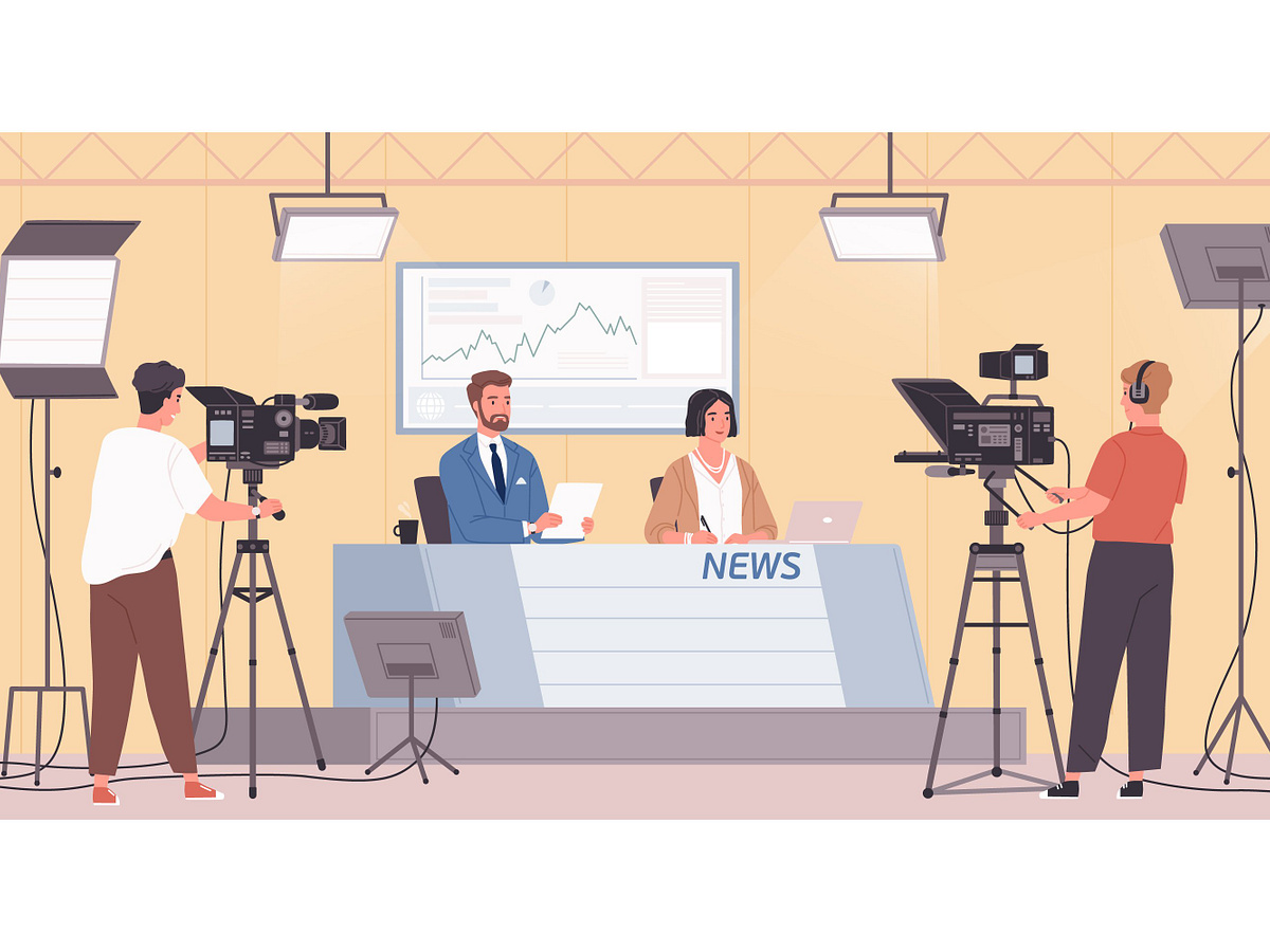 TV news studio workers by Good_studio on Dribbble