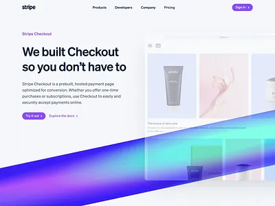 Stripe Checkout Landing Page animation checkout gradient landing page ui