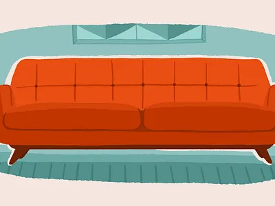 mid-century seats colorful creative design design illustration midcentury orange procreate retro sofa