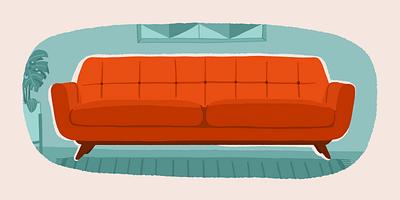 mid-century seats colorful creative design design illustration midcentury orange procreate retro sofa