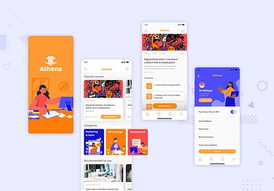 Athena, Online Education App. learning platform online courses online learning ui ui design user interface