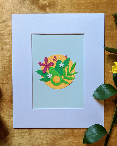 Avocado cut paper art collage cut paper illustration nature paper
