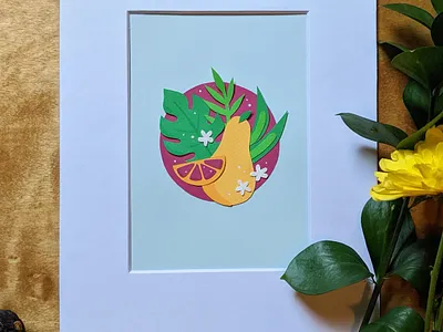 Pear cut paper art collage cut paper food illustration nature paper pear