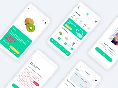 Winkel- grocery shopping app diet flatiron food green grocery high fidelity kiwi mobile mockup online shopping ui vegan