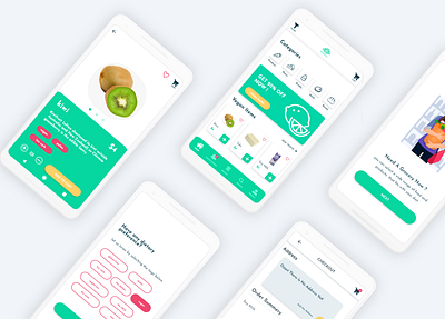 Winkel- grocery shopping app diet flatiron food green grocery high fidelity kiwi mobile mockup online shopping ui vegan