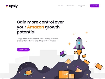 Upsly Hero app art clean design flat icon iconography illustration layout minimal minimalistic type typography web website