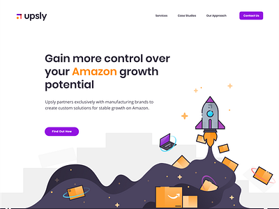 Upsly Hero app art clean design flat icon iconography illustration layout minimal minimalistic type typography web website