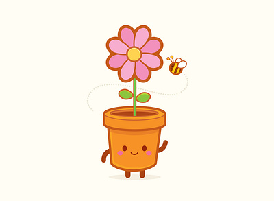 Flower Pot Head adobe illustrator character design cute illustration jerrod maruyama jmaruyama kawaii vector