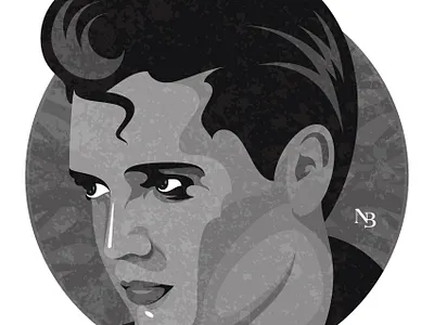 Elvis 2 2d adobe adobe illustrator amazing circle logo clean elvis elvis presley eyes only fan artwork fandom grainy grayscale illustration king of rock n roll portrait portrait art rock and roll vector vintage