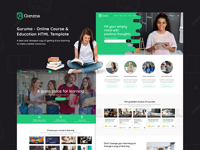 Guruma - Online Course & Education HTML Template css education graphics design html template html templates javascript jquery learning online course online education online tutoring responsive design scss website template