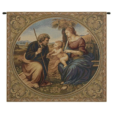 SACRED FAMILY WITH PALM ITALIAN WALL TAPESTRY branding design home home decor icon tapestry wall art