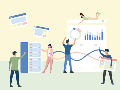 Data Server biznetgio chart data center diagram illustration people teamwork vector work