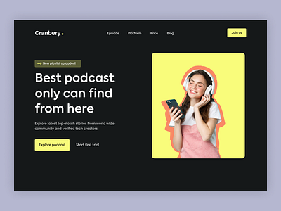 Podcast Website Landing Page ecommerce header heading home ui interior landing design landingpage landingpage design landingpagedesign music podcast ui ux web design web landing web page web site web site design web ui webdesign