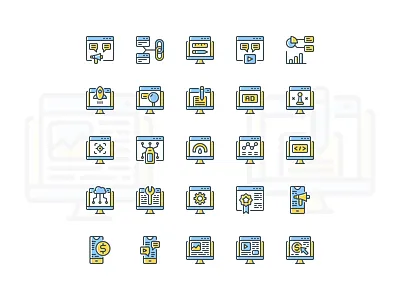 SEO icon set design filled outline graphic design icon icon design icon set iconography illustration seo ui vector