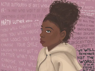 BLM 01 adobe art black black lives matter change community girl graphic illustration illustration design illustrator life love martin luther king pink protest purple strength support woman