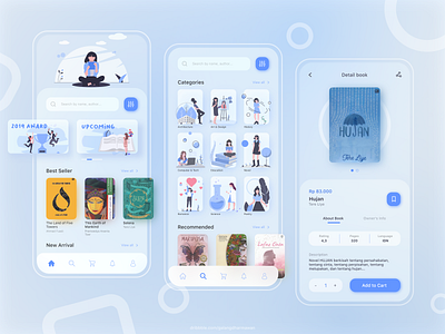 Bookstore App app app design blur book bookstore card card ui clean clean design clean ui color illustration minimal mobile mobile app mobile app design mobile design mobile ui top ux ui designer ui ux