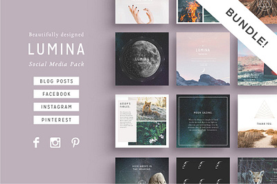 LUMINA Social Media BUNDLE app blog post branding design elements facebook instagram post pinterest template ui web