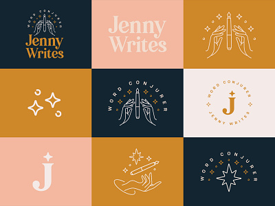 Jenny Writes Branding - Word Conjurer branding conjurer conjuror copywriter hands identity jenny writes logo magic magician sparkle spell typography word