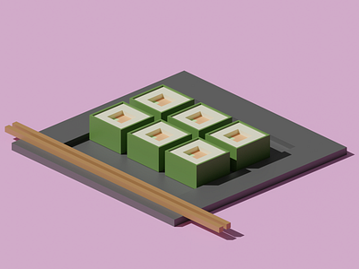 SUSHI 3d blender illustration low poly lowpolyart sushi