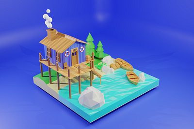 3D Beach Illustration 3d 3dart 3dartist artist artwork beach blender illustration landing page ui ux web website