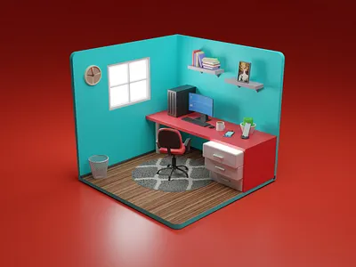 3D Isometric Room Office Illustration 3d 3d art 3d artist animation art artwork blender illustration isometric landing page office room web website
