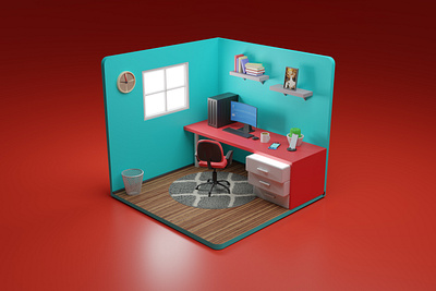 3D Isometric Room Office Illustration 3d 3d art 3d artist animation art artwork blender illustration isometric landing page office room web website