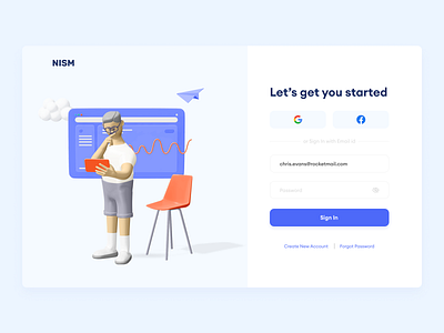 Login experience for NISM Certification by Govt of India illustration india login page sign in