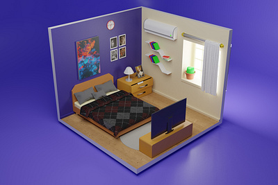 3D Isometric Room Illustration 3d 3d art 3dart apps art artwork bed blender illustration isometric landing page room web website