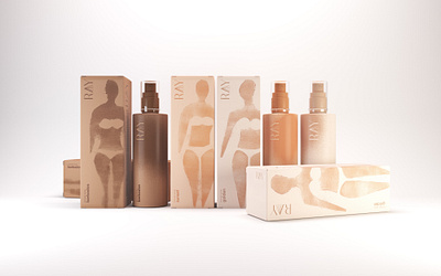bronzer spray RAY branding design illustration packaging paper