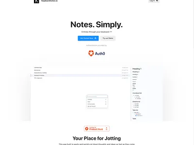 Keyboardnotes.io Landing Page ui ux web web design webdesign website