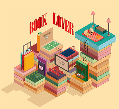 Book Lover isometric books illustration isometric isometric art isometric illustration isometry vector