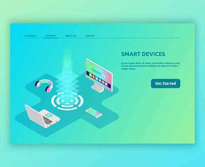 Landing Page Smart Devices 3d computer computers concept design devices gradient graphic illustration isometric landingpage laptop modern smart smartphone smarttv technology vector