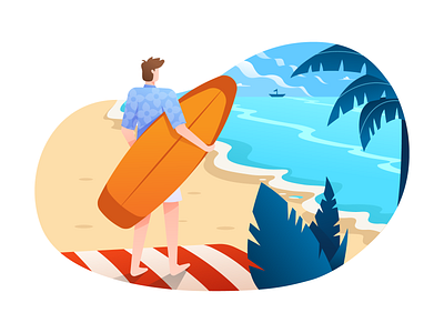 Beach Illustration beach coast illustration island ocean paradise sea surf vacation vector