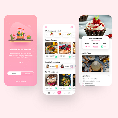 Cooking Recipe App adobexd app design branding cook design food illustration interface ios typography ui uidesign uiux ux vector vector illustration