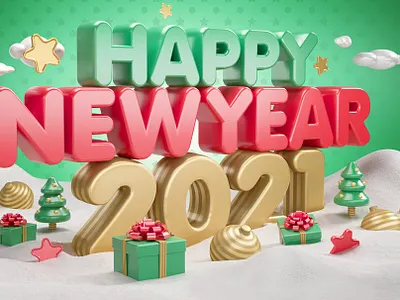 Happy New Year 2021 Vol.4 3d design gold happy illustration new new year psd red surprise ui