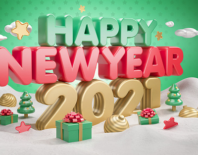 Happy New Year 2021 Vol.4 3d design gold happy illustration new new year psd red surprise ui