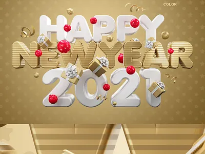 Happy New Year 2021 Vol.3 3d christmas gold happy new year santa surprise