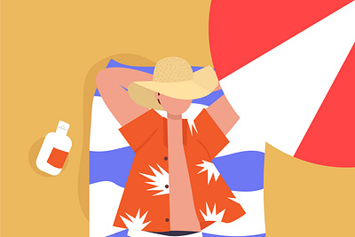 Hello Summer Season background beach character illustration man people summer sun swimsuit vacation