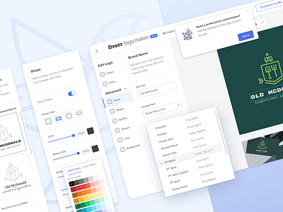 Fiverr Logo Maker - Buyer Side artboard color picker desktop editor interface logo maker logomaker product design toolkit ui ux