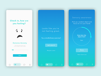 Mindfulness and Grounding App anxiety grounding mental health mindfulness minimal mobile mobile app therapy ui uiux