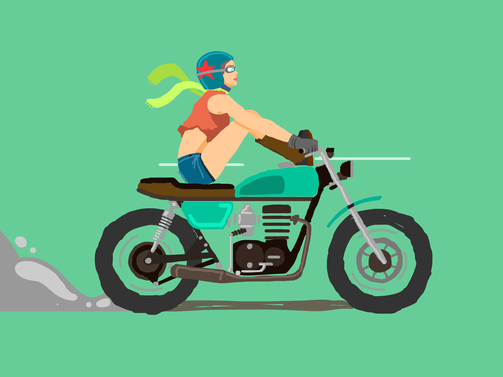 The Cafe Racer 80s animated gif animation bike cafe racer design digitalart girl illustration motion motion design motion graphics motorcycle vector